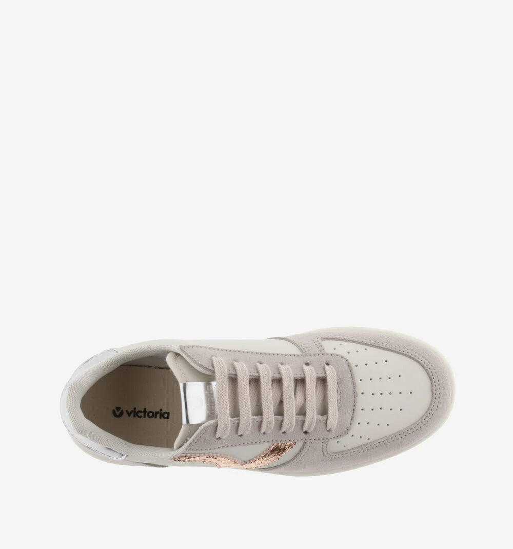 Victoria Sneaker donna in ecopelle ghiaccio con logo laminato rosa