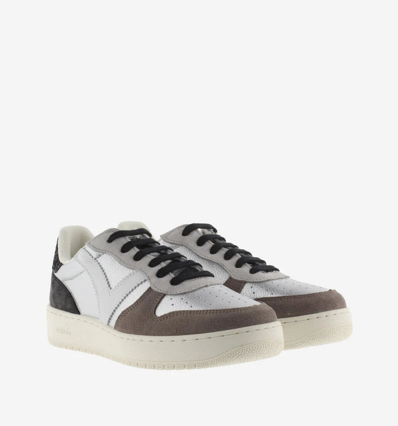 Victoria Sneaker donna in ecopelle argento e CROSTA DI CUOIO