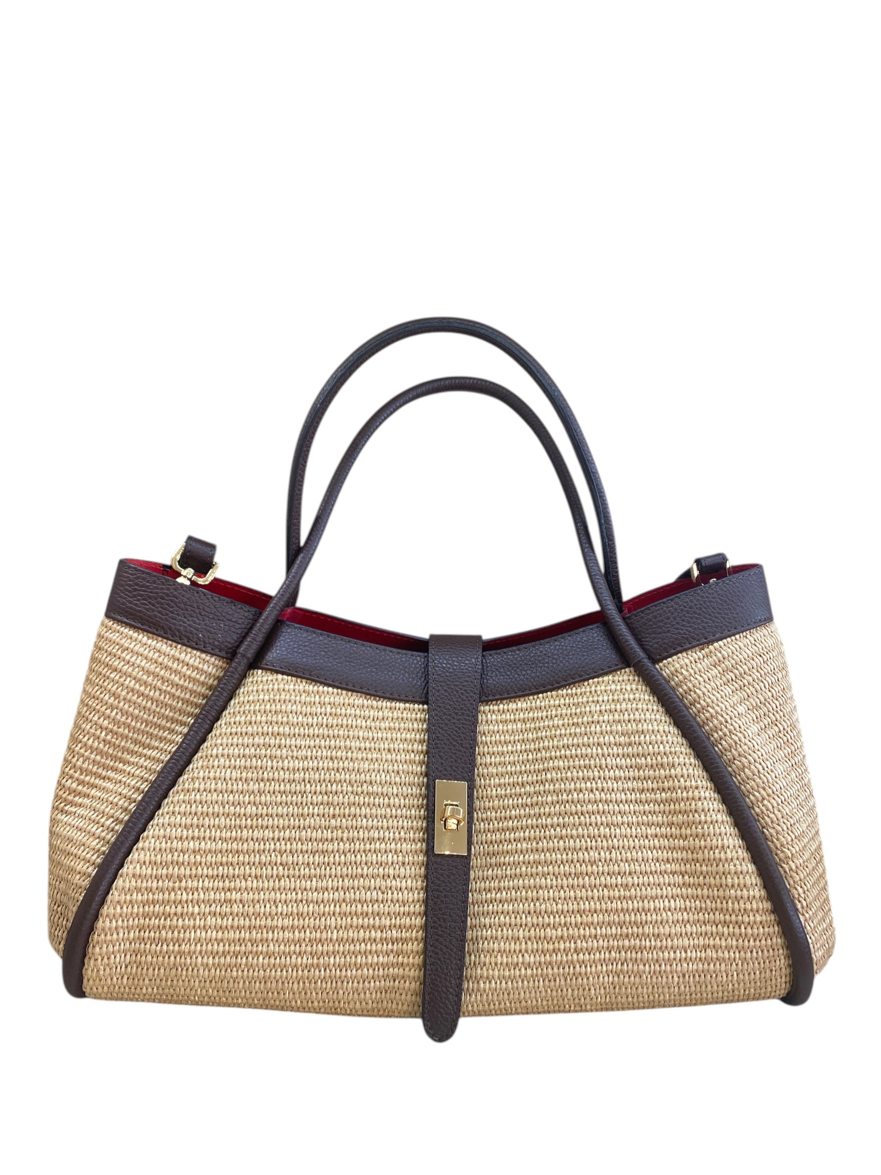 BORSA IN RAFFIA E PELLE MORO