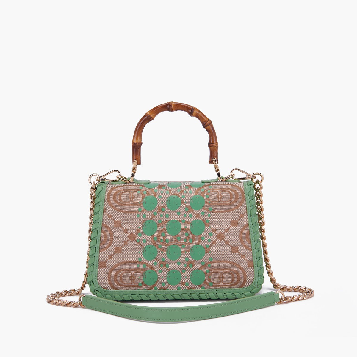 La Carrie Borsa a Mano in Pelle Monogram Pistacchio