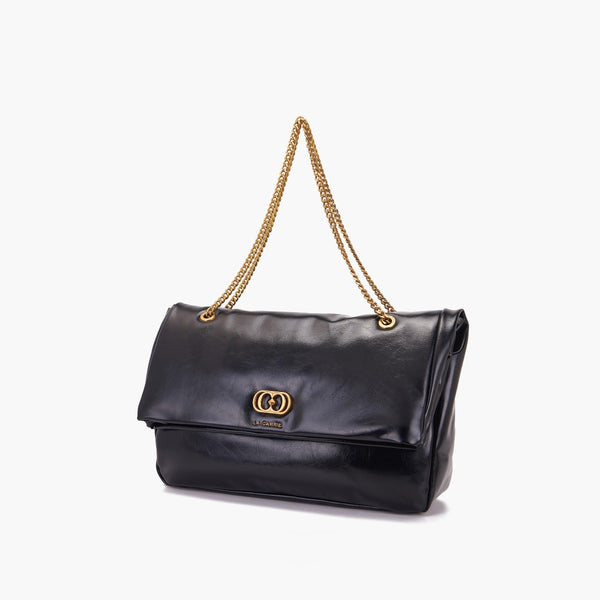 La Carrie borsa donna maxi pochette nera in ecopelle