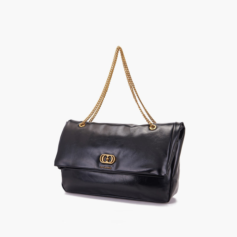 La Carrie borsa donna maxi pochette nera in ecopelle