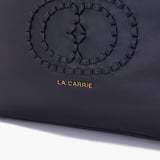 La Carrie shopper in pelle nero con logo intrecciato