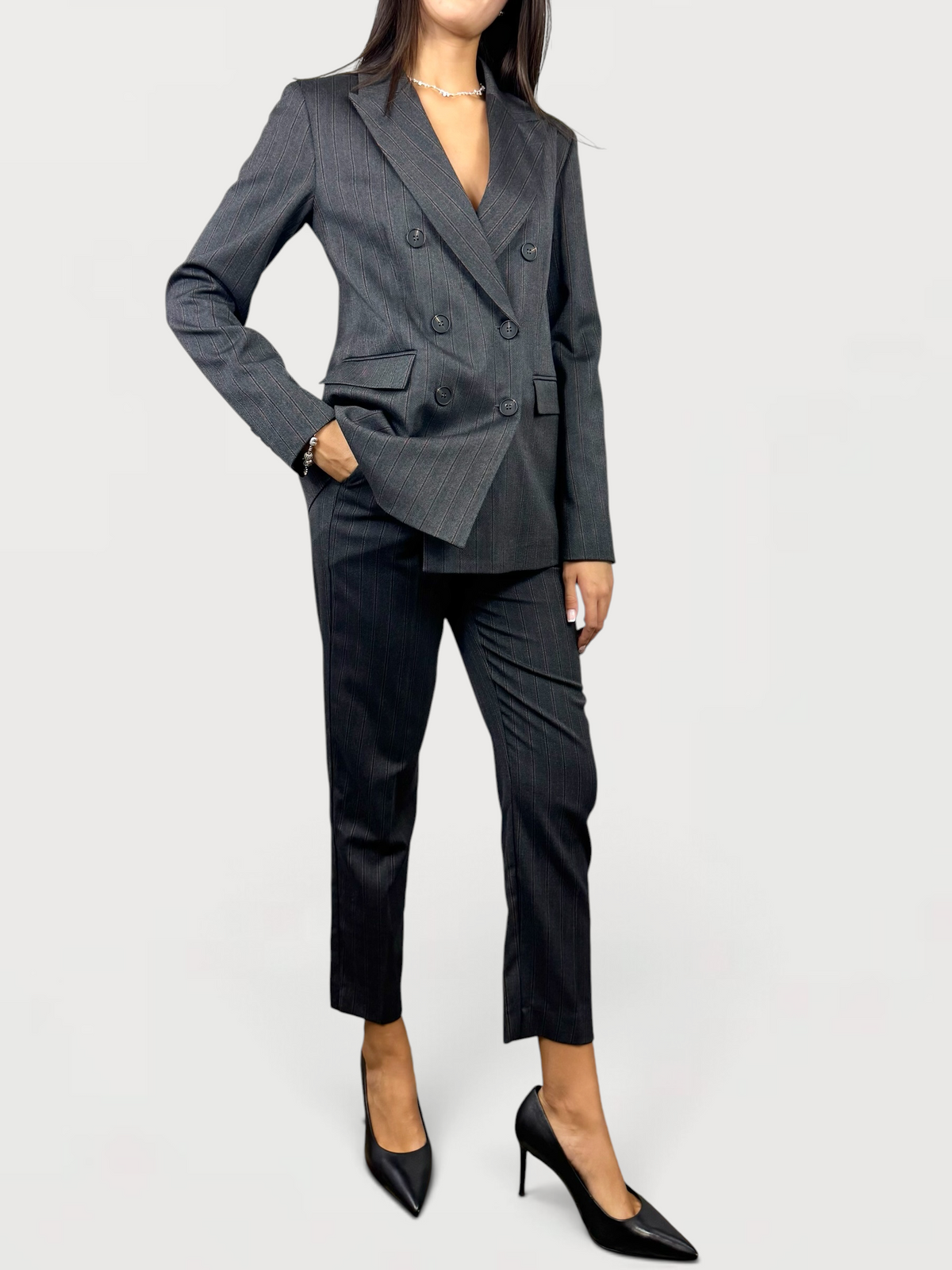 SUSY MIX PANTALONE SIGARETTA GESSATO