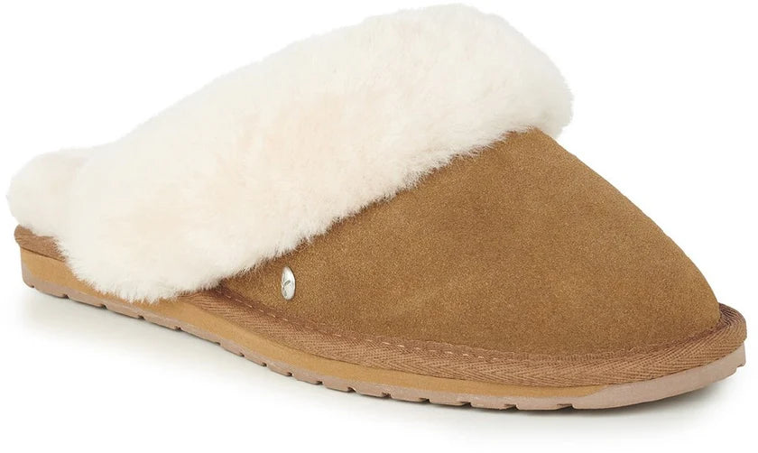 WMU AUSTRALIA Pantofole donna chestnut con fodera e plantare in lana di pecora