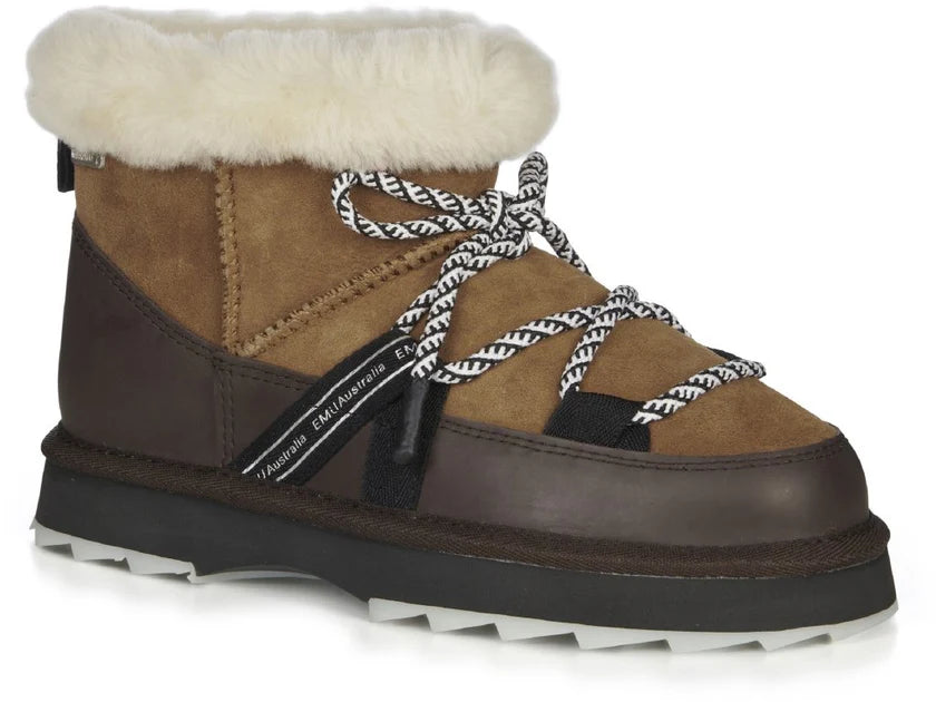 EMU AUSTRALIA Stivaletto donna chestnut con lacci montone australiano