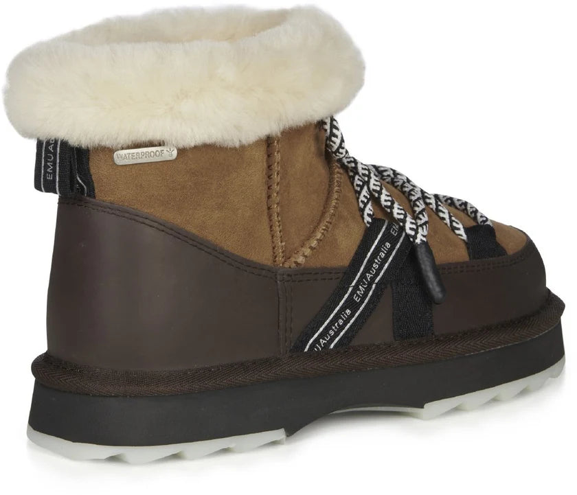 EMU AUSTRALIA Stivaletto donna chestnut con lacci montone australiano