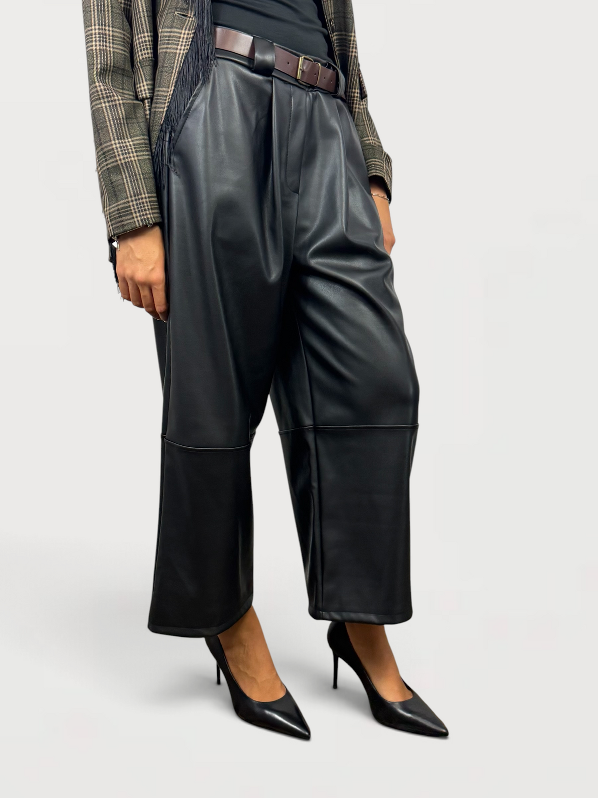 CECILE PANTALONI PENCE CON CINTURA NERO