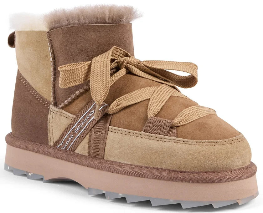 EMU AUSTRALIANI Stivaletto donna marrone in montone australiano con lacci