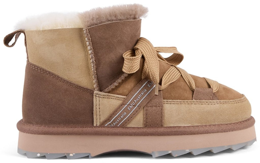 EMU AUSTRALIANI Stivaletto donna marrone in montone australiano con lacci