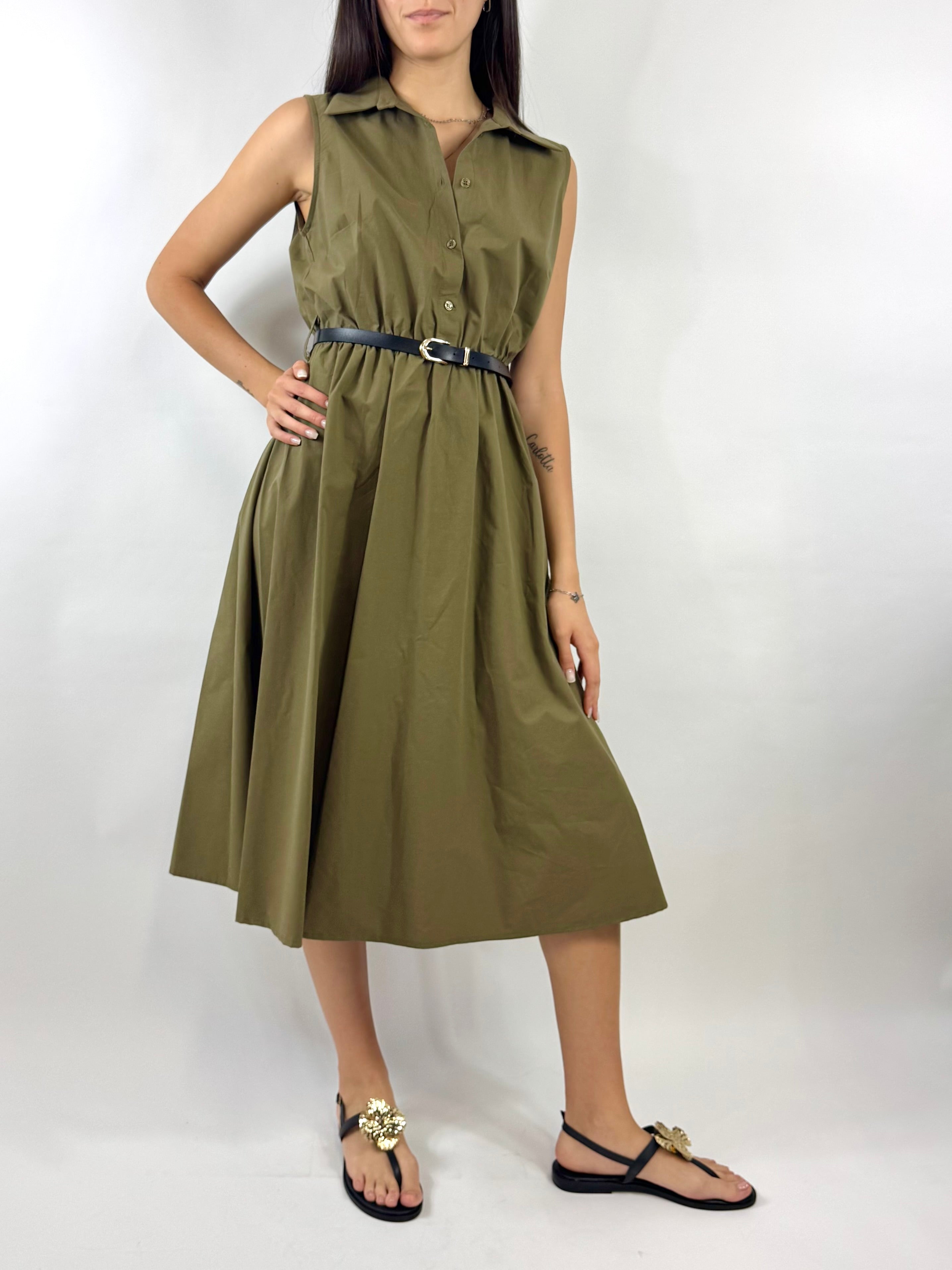 CECILE ABITO LUNGO VERDE MILITARE