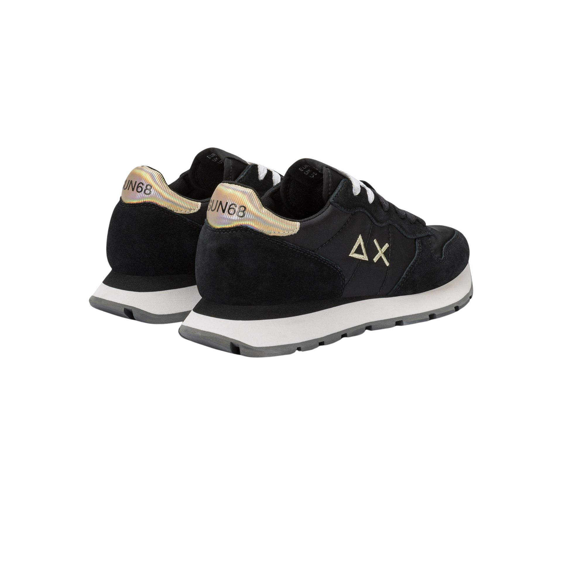 SUN68 Sneaker Ally Gold Silver in nylon e suede nero