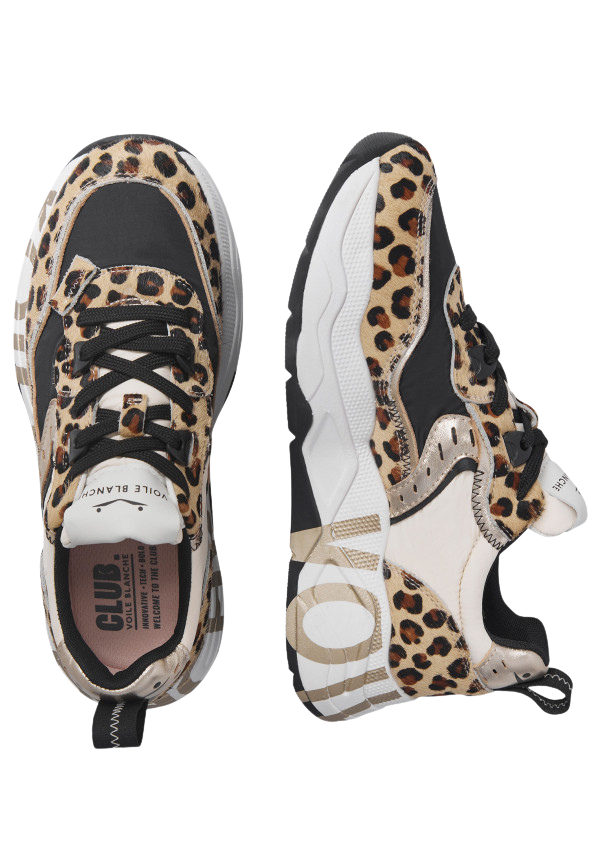 VOILE BLANCHE Sneaker donna dettagli platino e leopardo