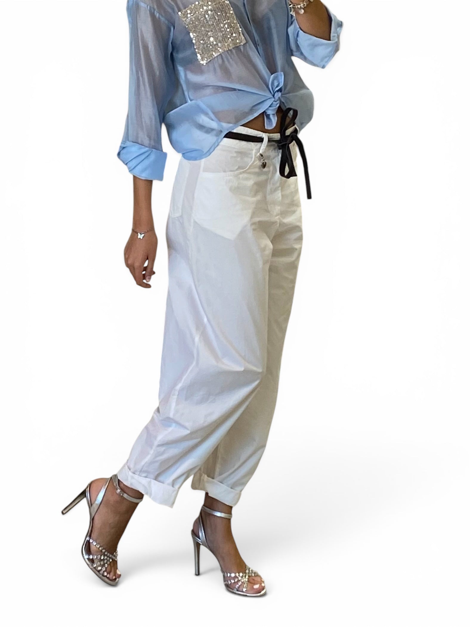SUSY MIX PANTALONE OVETTO BIANCO