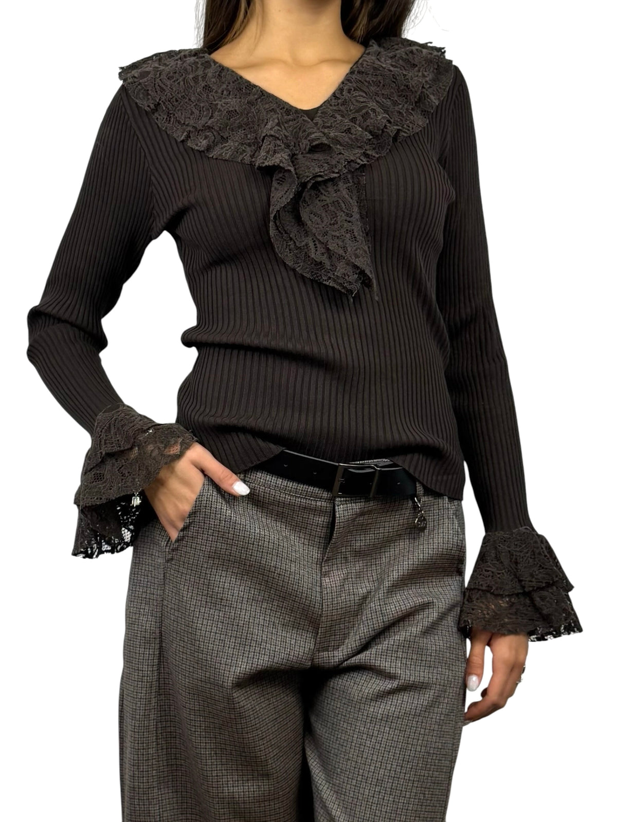 SUSY MIX MAGLIA COSTINE PIZZO MORO