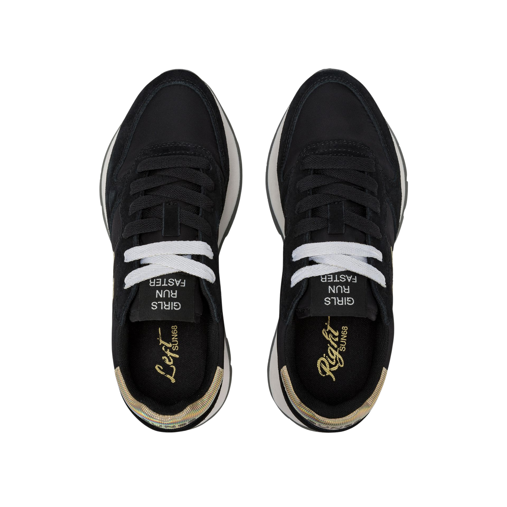 SUN68 Sneaker Ally Gold Silver in nylon e suede nero