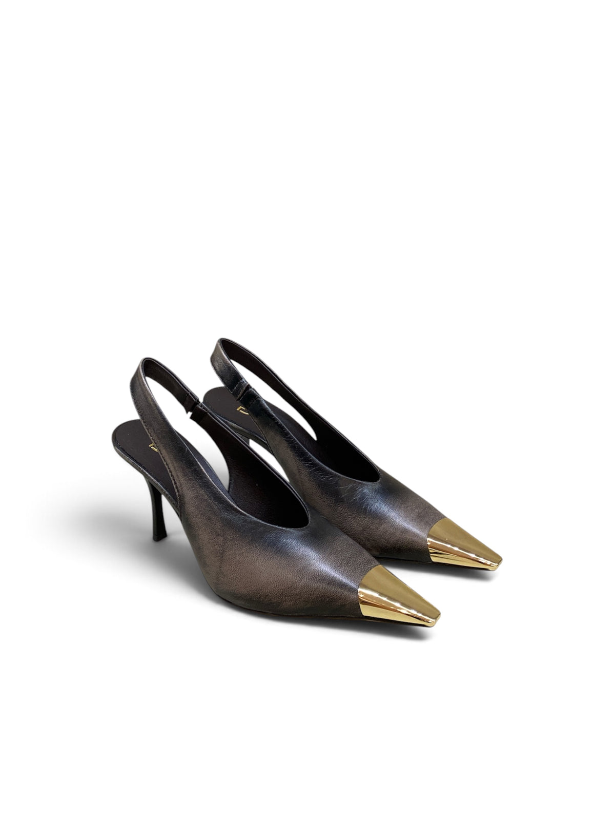 DIVINE FOLLIE CHANEL TAUPE IN PELLE CON PUNTA METALLIZZATA