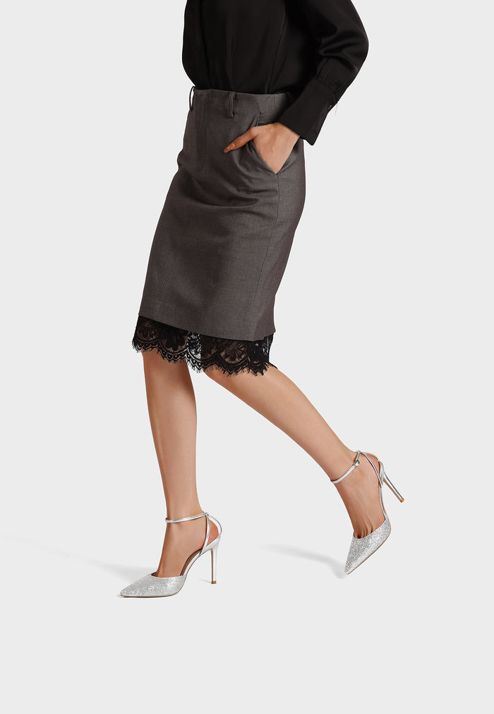QUEEN HELENA SLINGBACK GLITTER SILVER