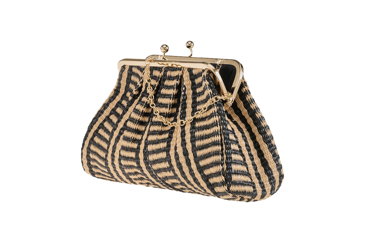 ANNA CECERE POCHETTE PASTICCINO RIGHE NERA