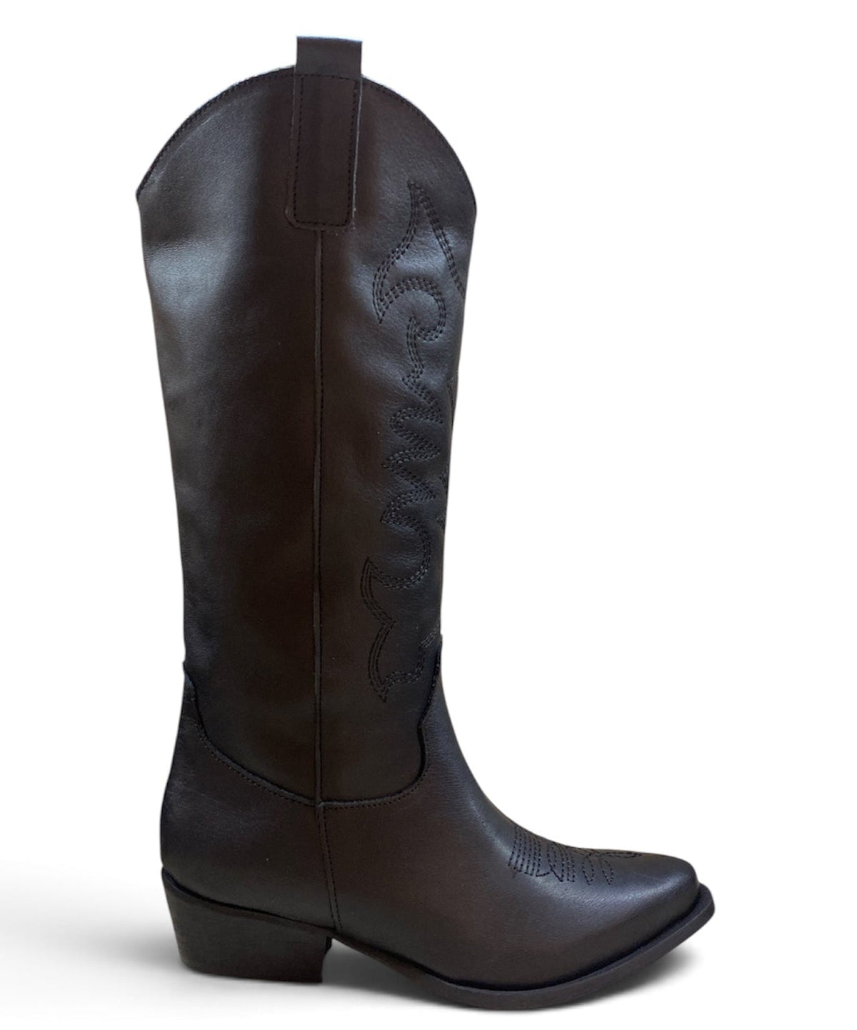 DIVINE FOLLIE STIVALE TEXANO CON RICAMI IN PELLE NERO