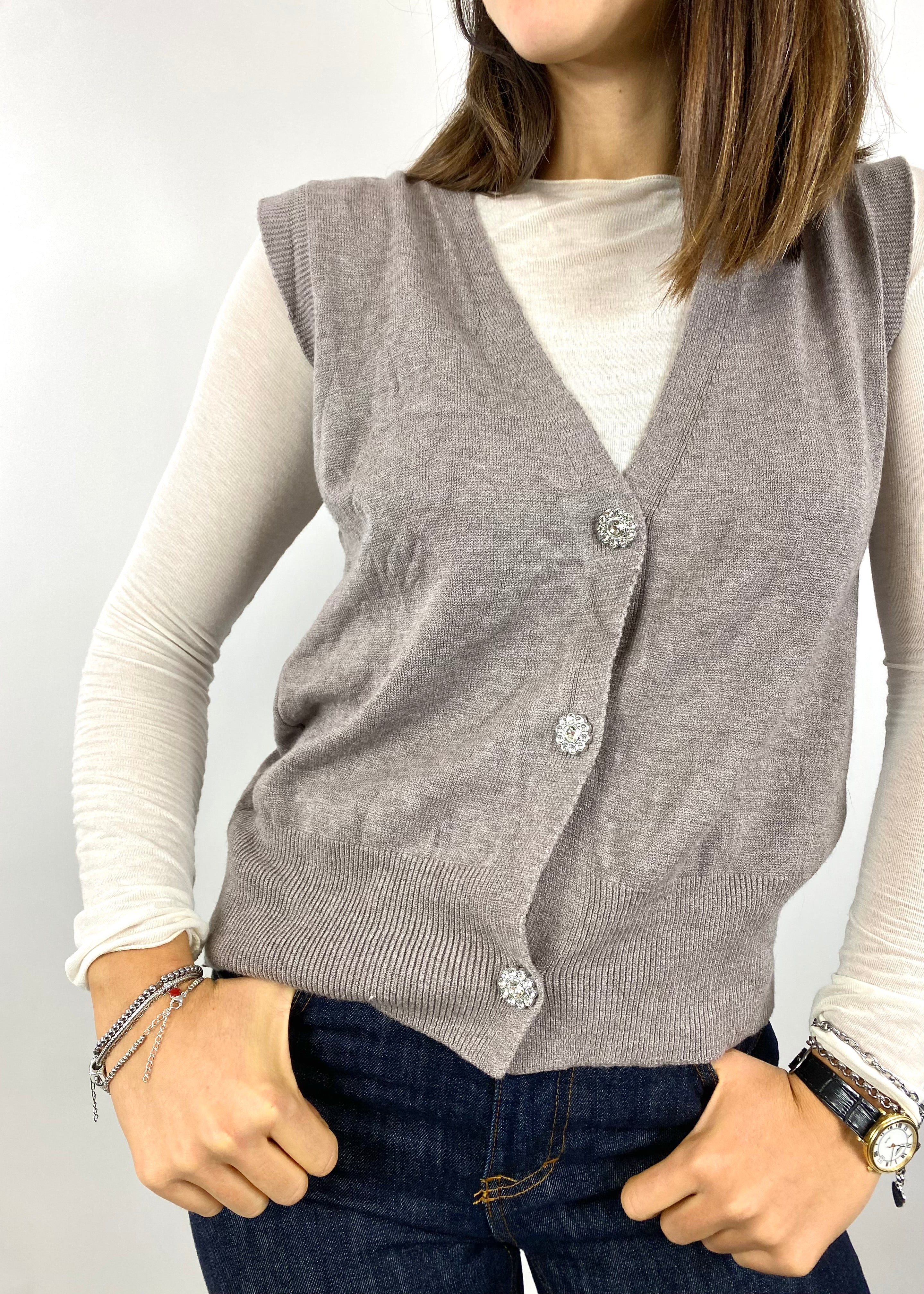 CECILE GILET CON BOTTONI GIOIELLO CACHÀ
