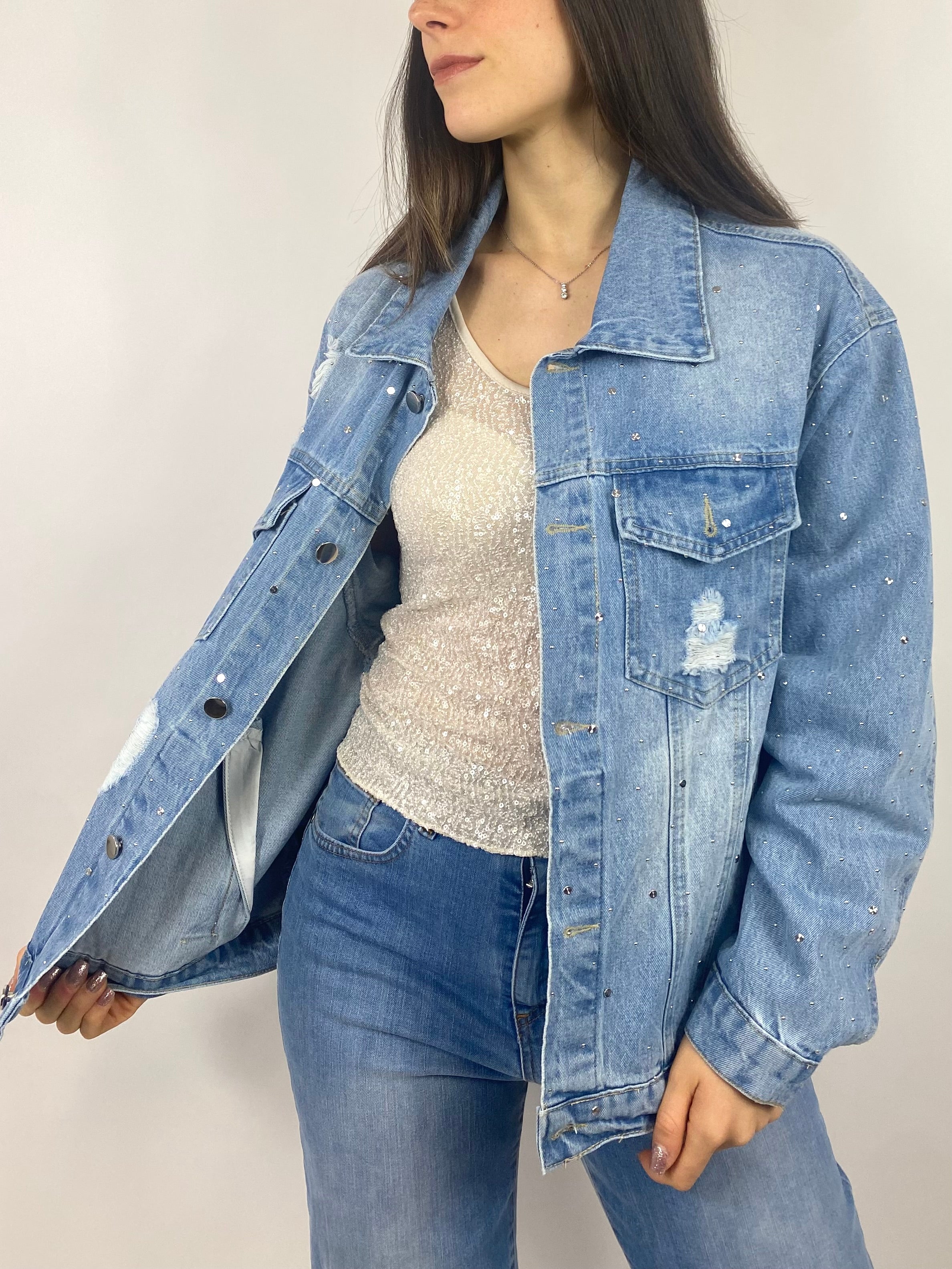 SUSY MIX GIUBBINO DI JEANS CON STRASS