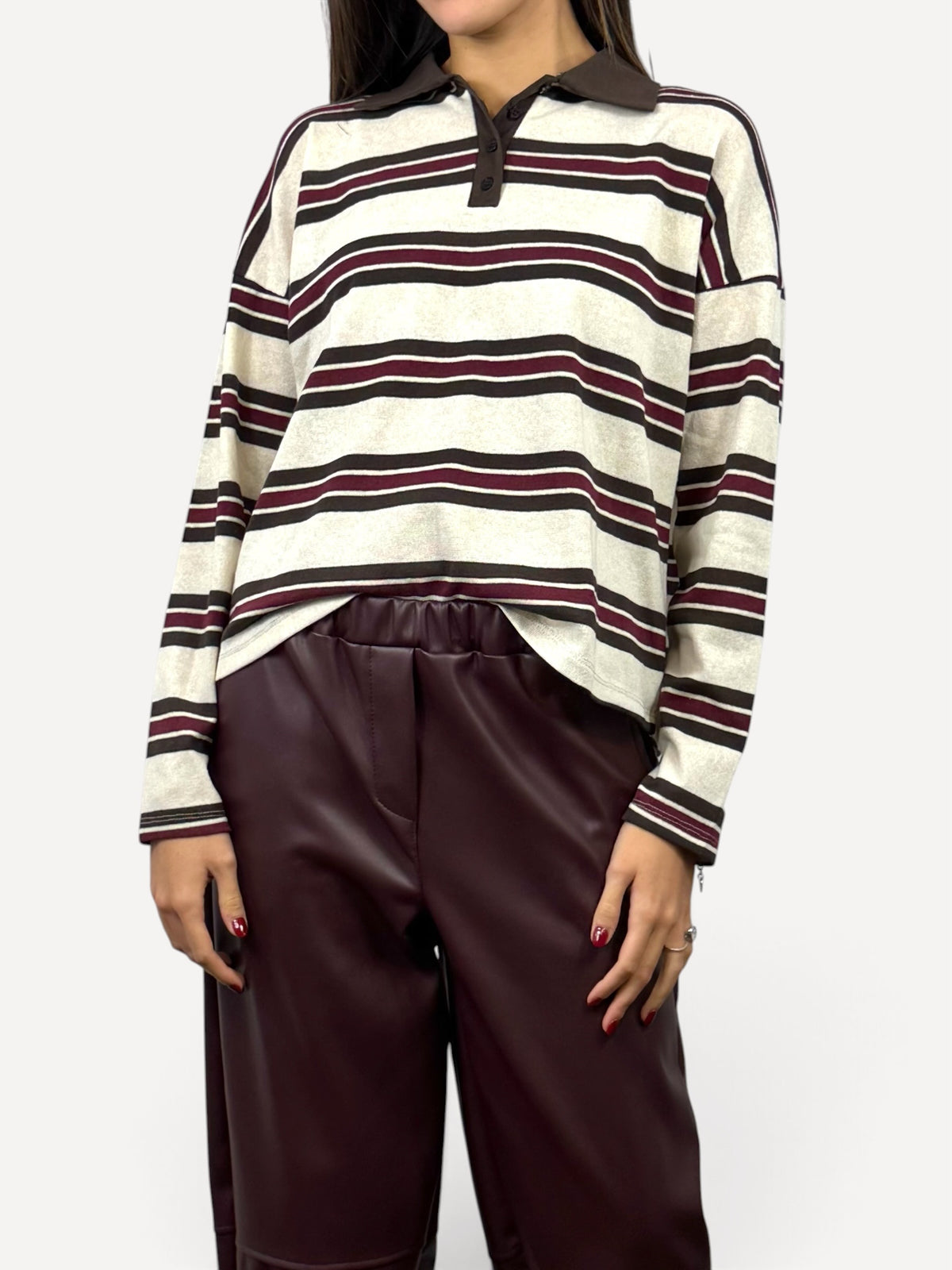 SUSY MIX MAGLIA POLO A RIGHE