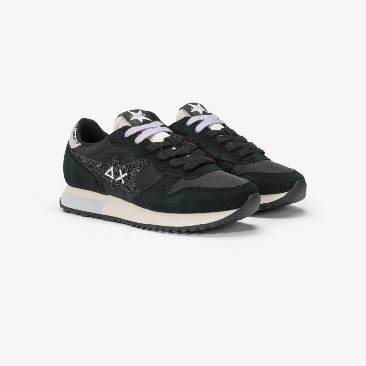 SUN68 sneaker donna in nylon e suede nero