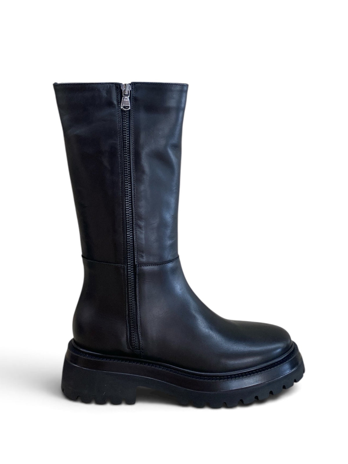 ANIMA STIVALI PELLE CON ZIP NERO
