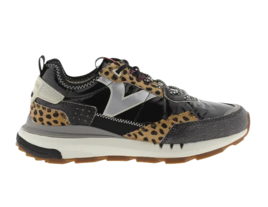 VICTORIA Sneakers donna con inserti in cavallino e tessuto nero