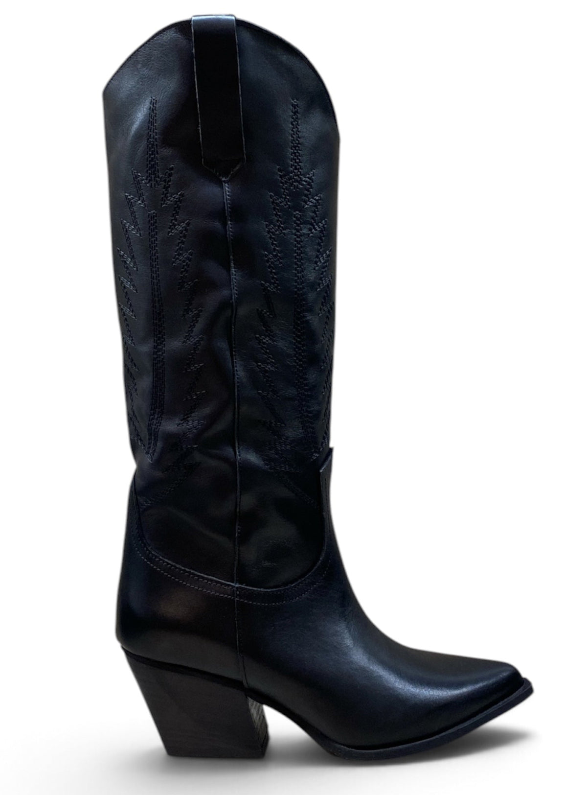 DIVINE FOLLIE STIVALE TEXANO ALTO IN PELLE NERO