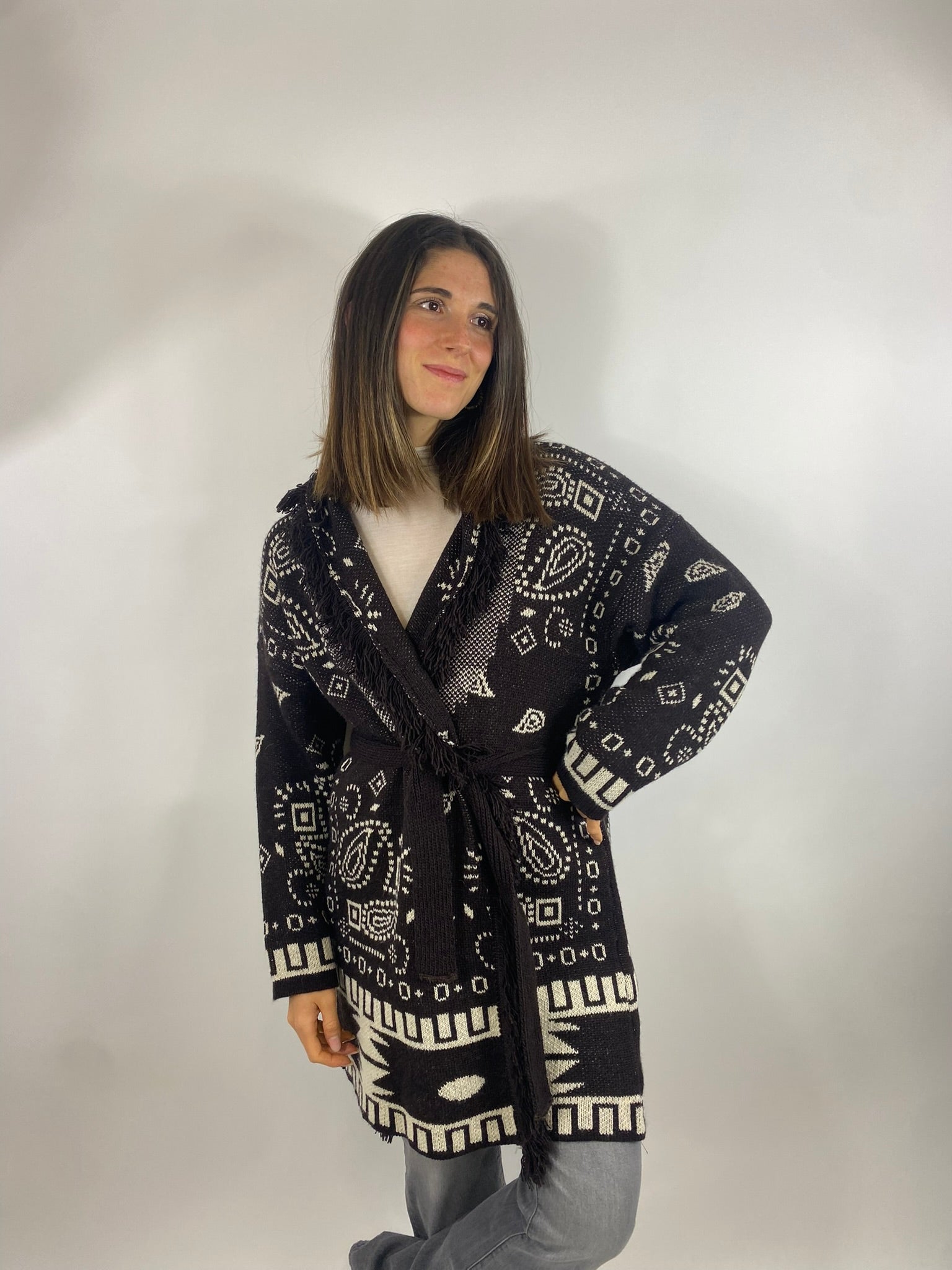 SUSY MIX CARDIGAN CON FRANGIA MORO