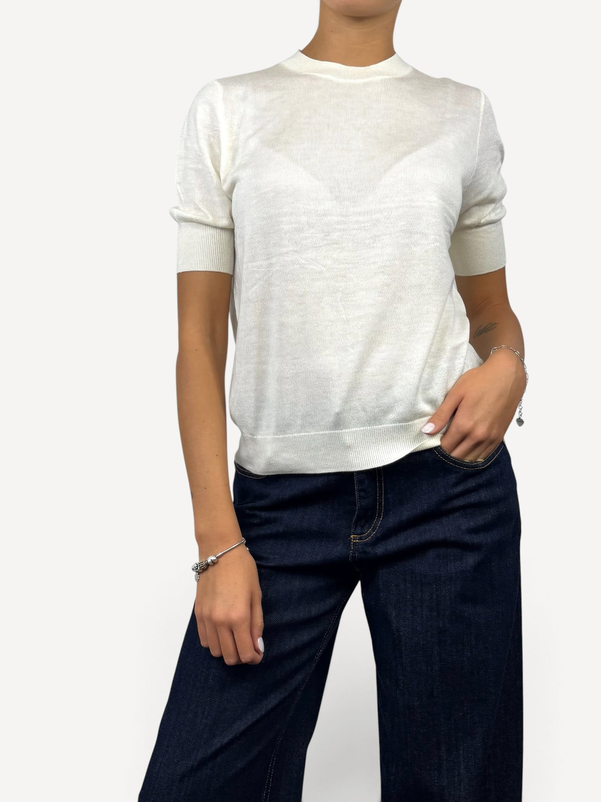 SUSY MIX MAGLIA PARICOLLO PANNA