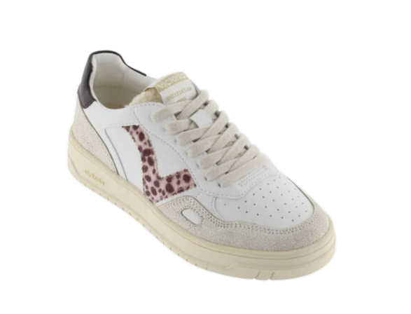 VICTORIA Sneaker donna in pelle con inserti animalier