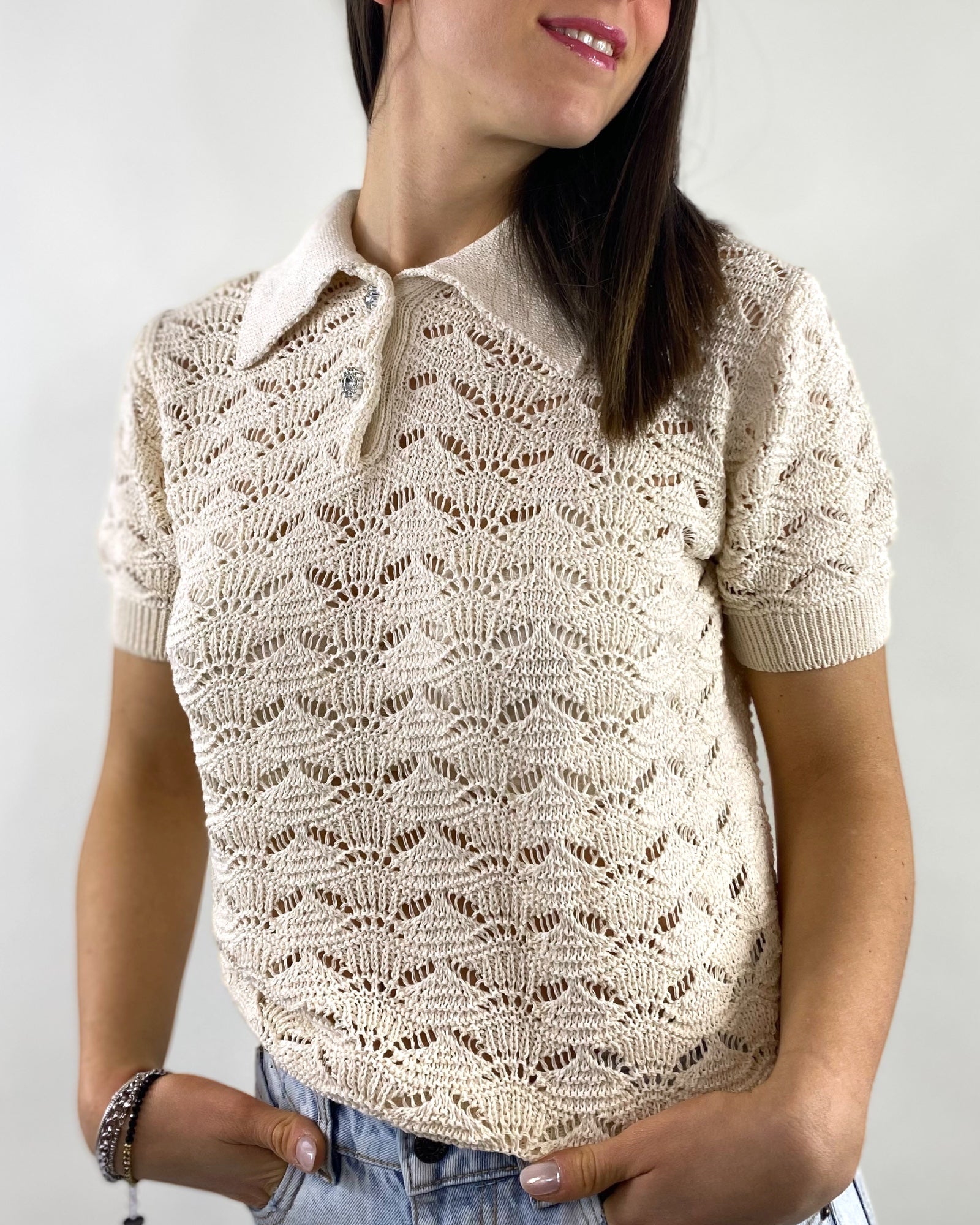 SUSY MIX T-SHIRT TRAFORATA BURRO
