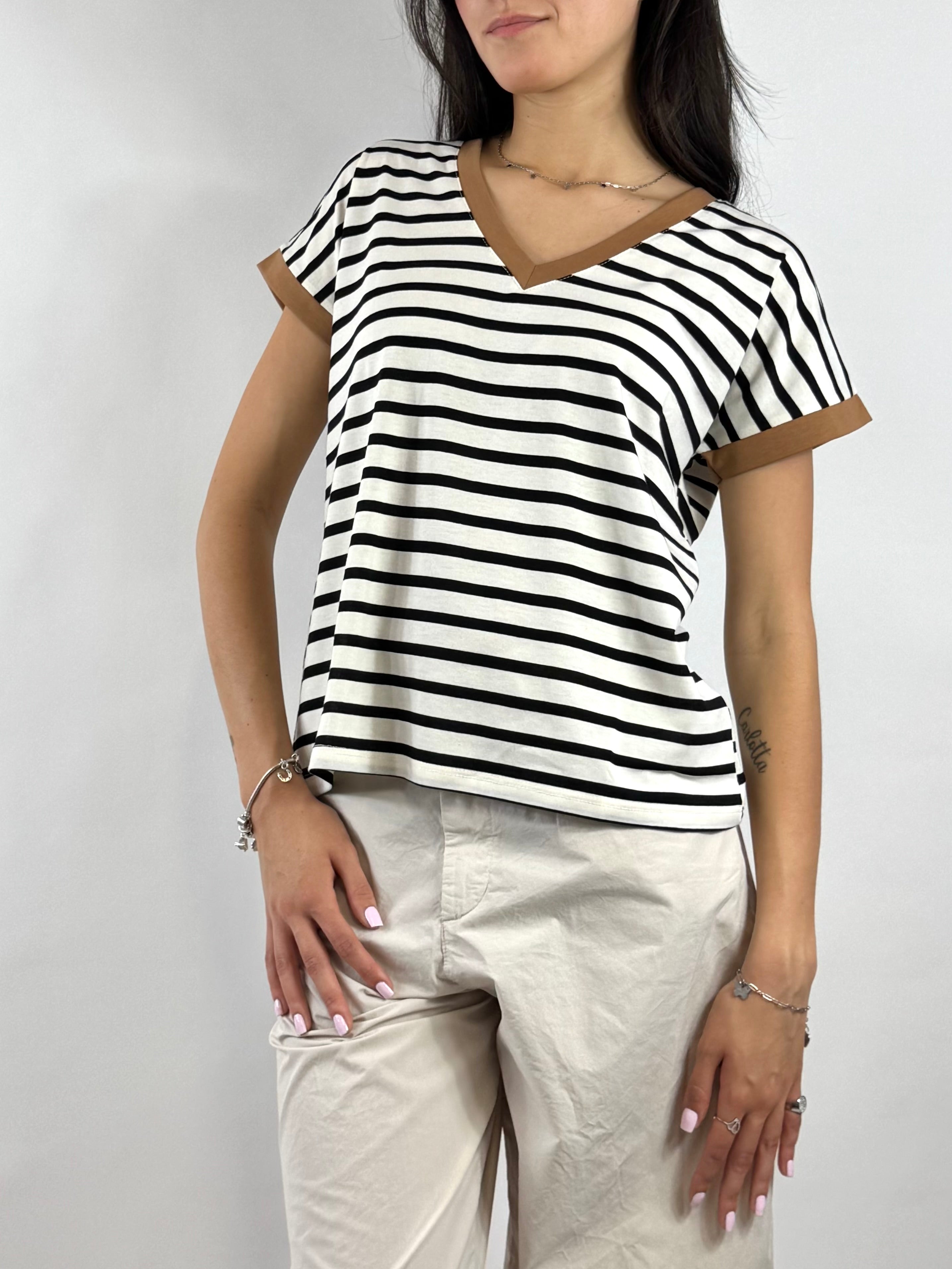 SUSY MIX T-SHIRT RIGHE NERO