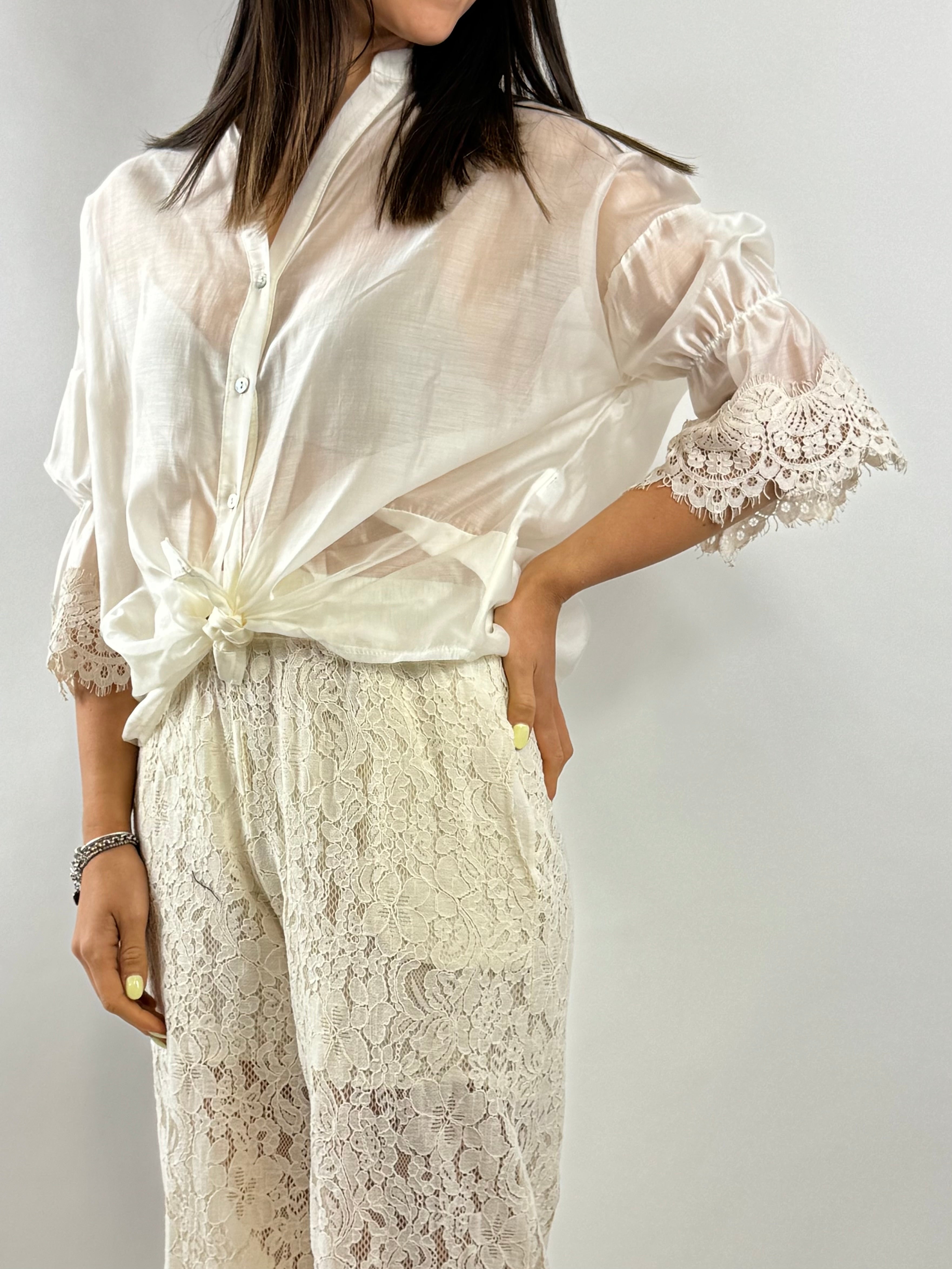 SUSY MIX CAMICIA MANICA PIZZO LATTE