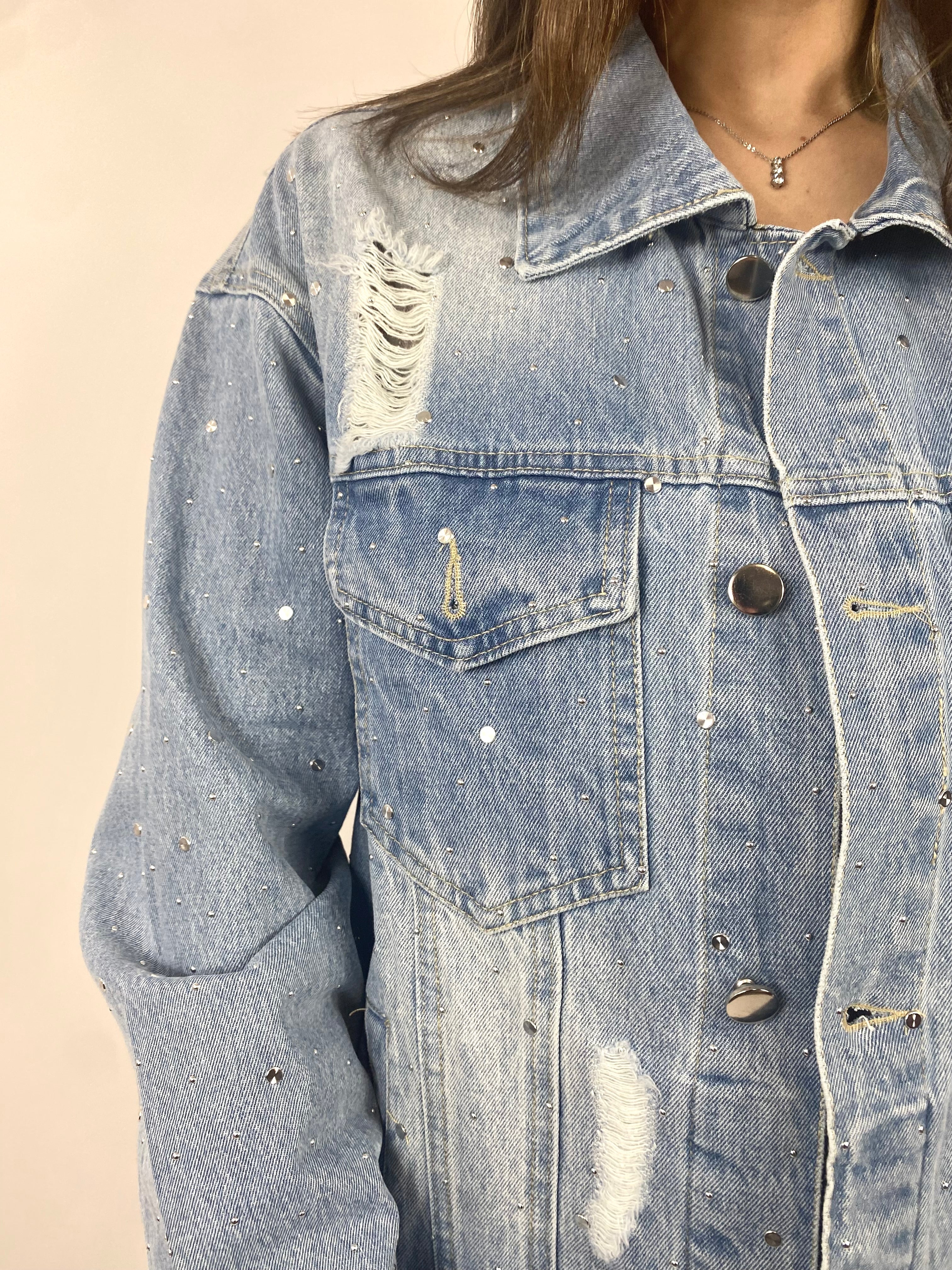 SUSY MIX GIUBBINO DI JEANS CON STRASS