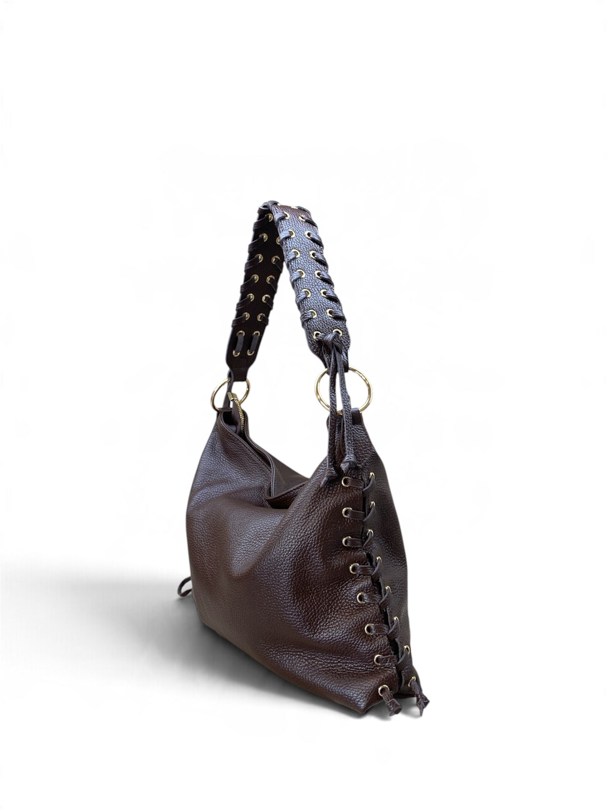 CECILE BORSA A MANO CON INFILATURE MARRONE