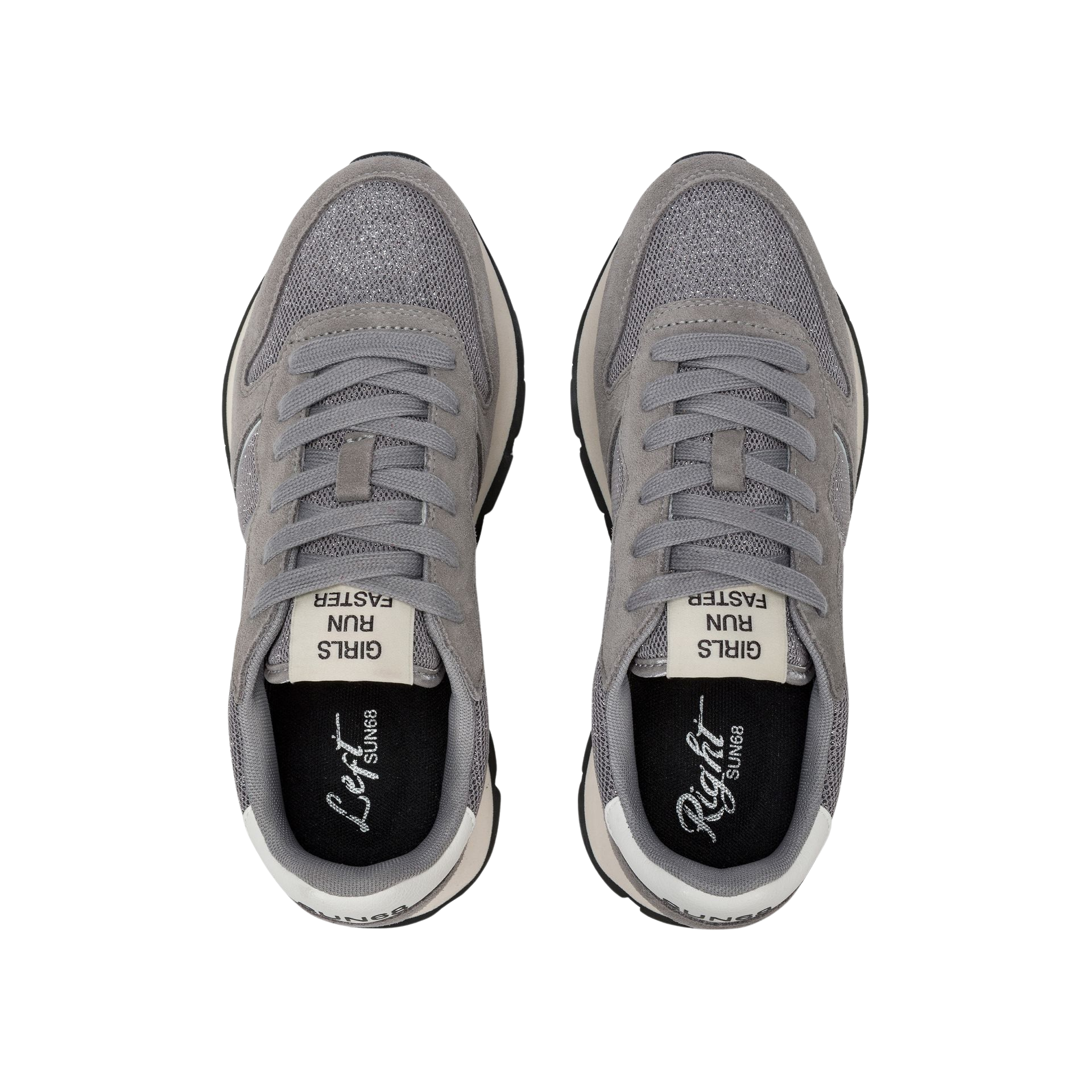 SUN68 Sneaker donna lurex e suede grigio