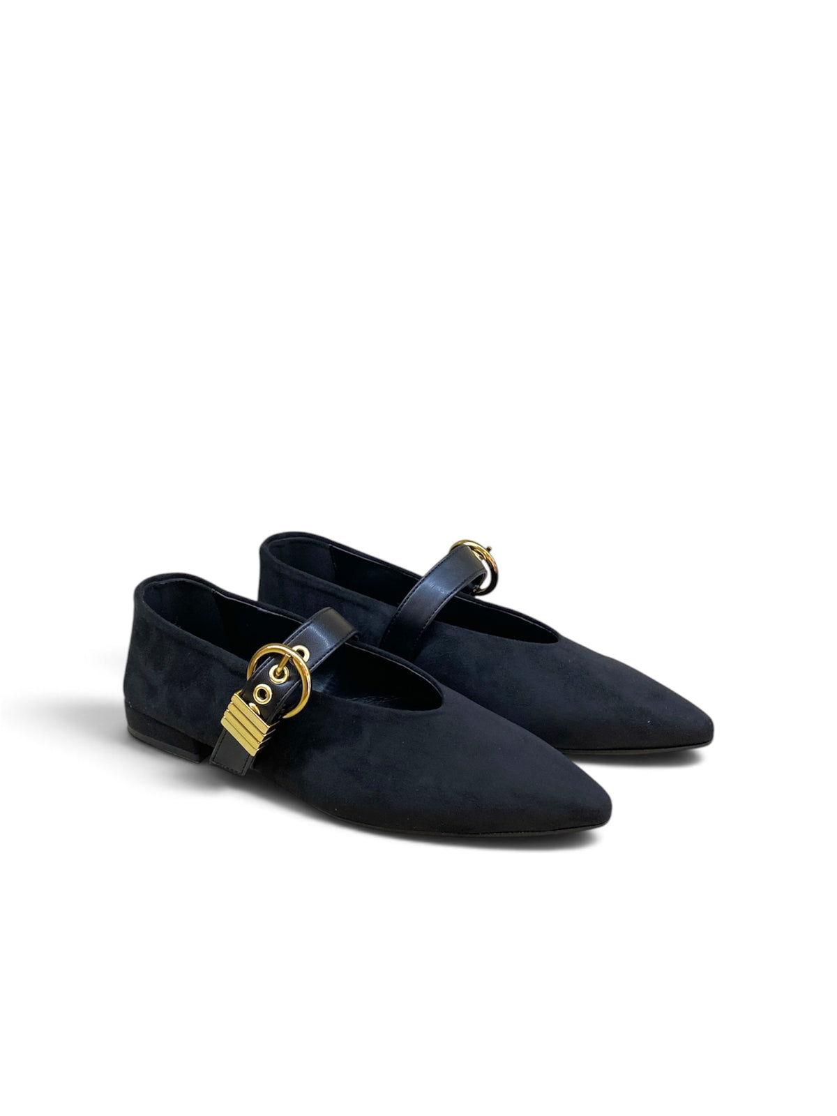 BOTTEGA LOTTI BALLERINA CON FIBBIA IN SUEDE NERO