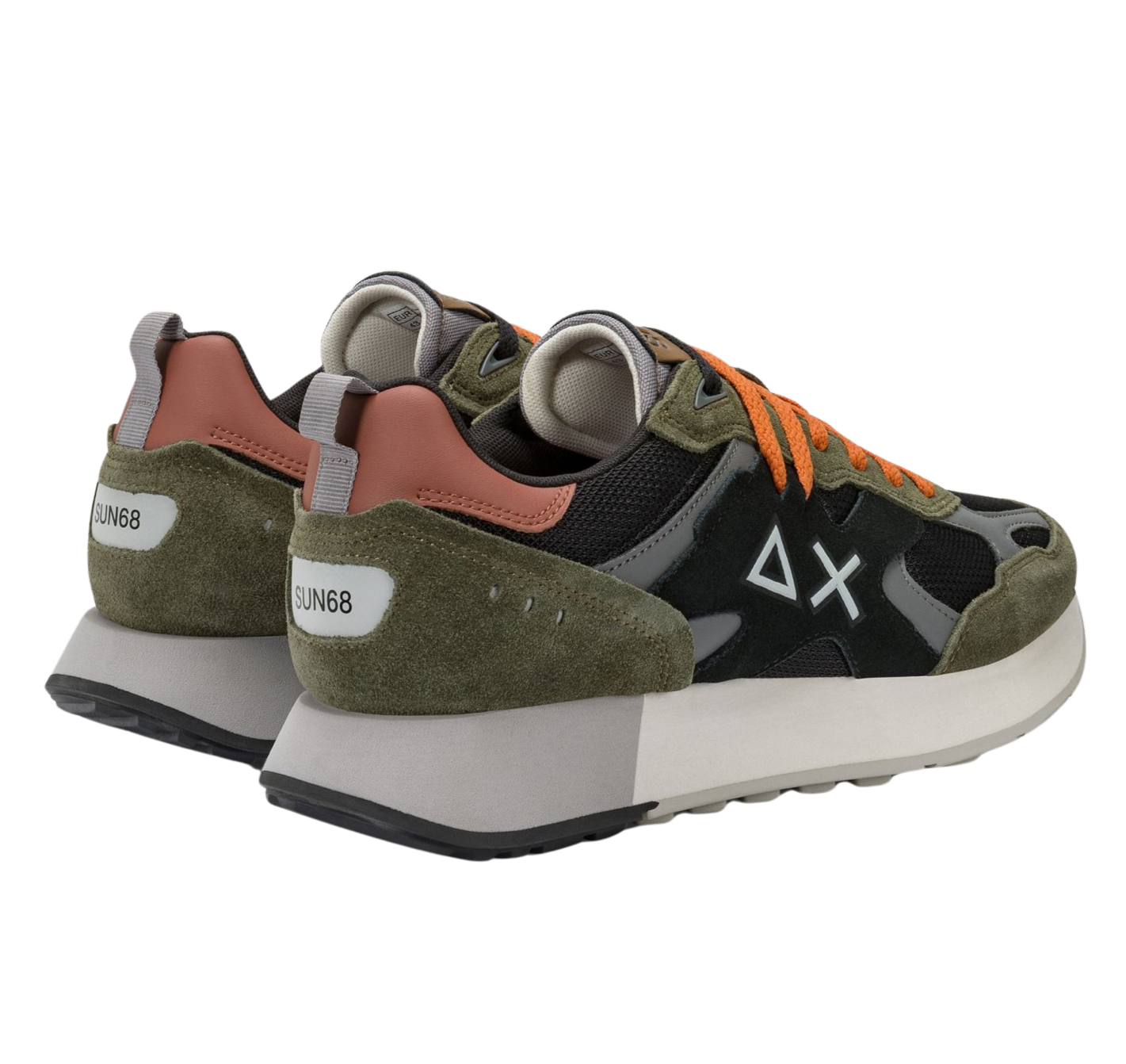 SUN68 Sneakers uomo in suede mesh militare nero