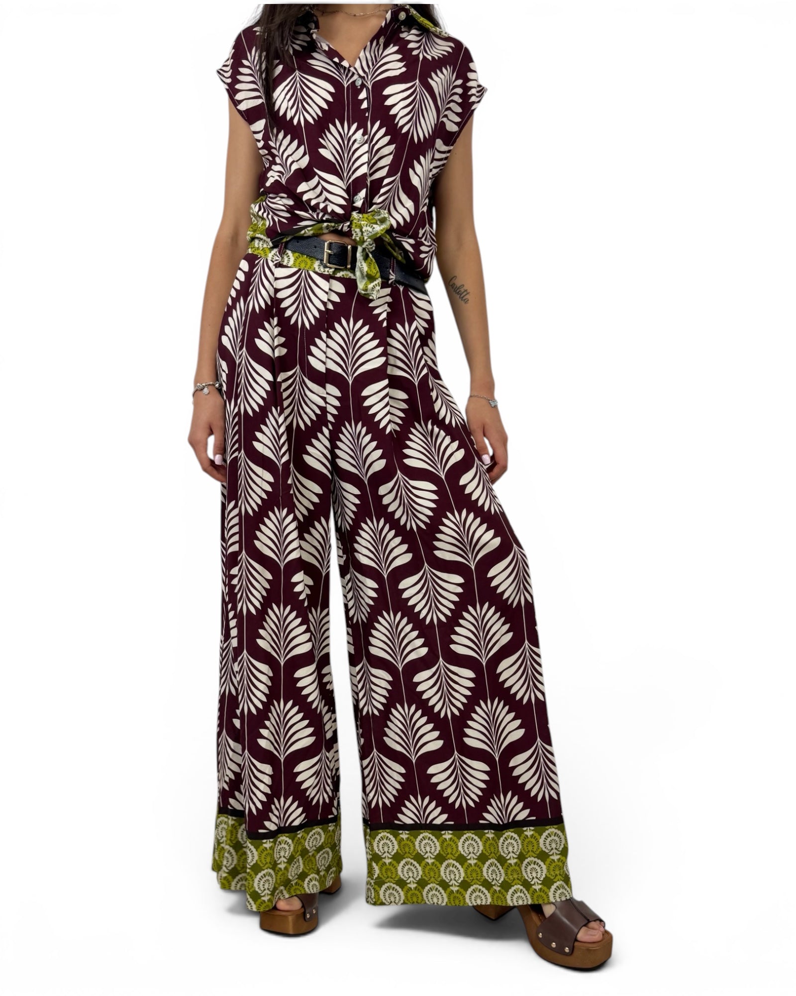 SUSY MIX PANTALONE VINO FANTASIA