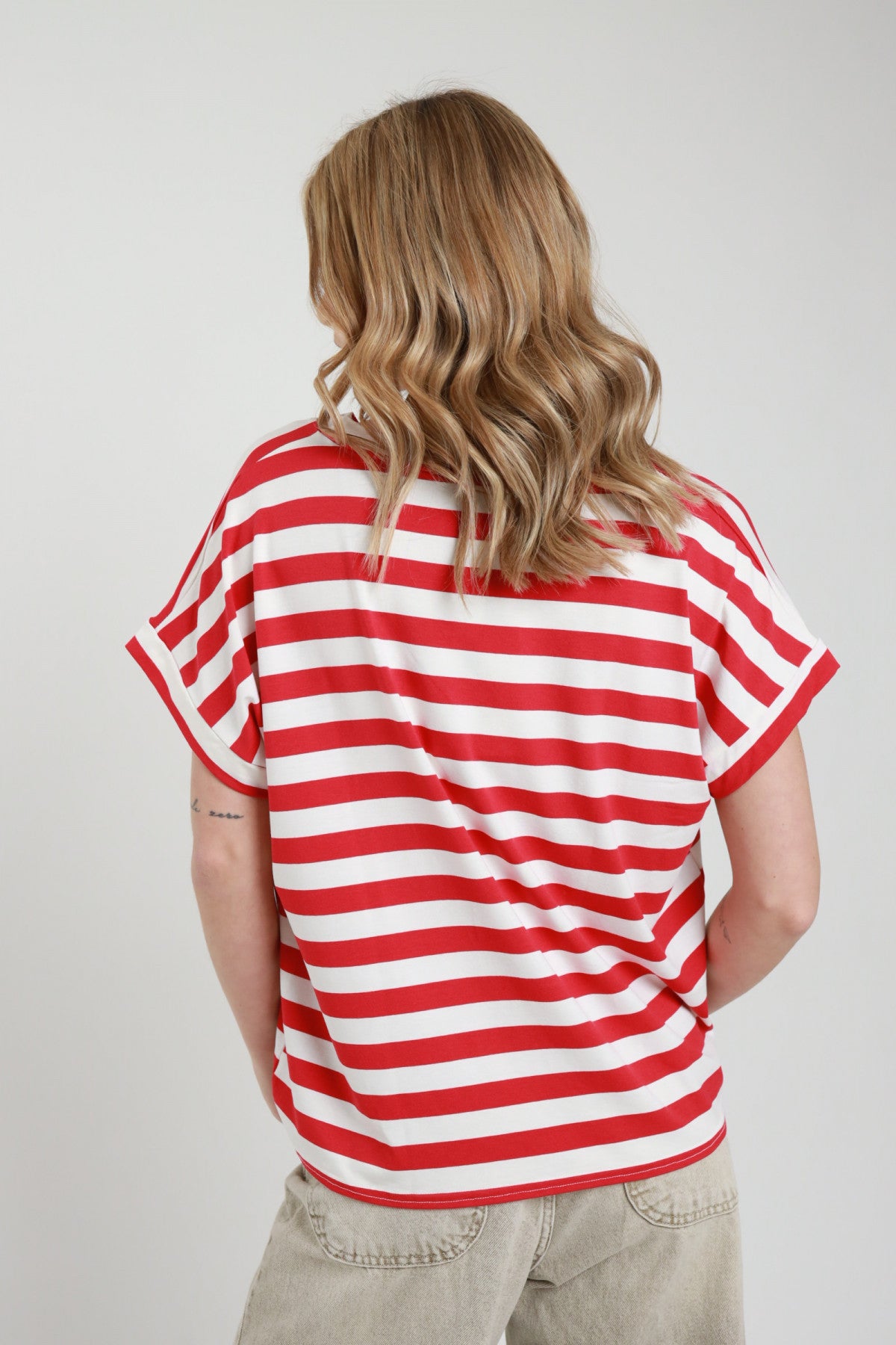 SUSY MIX T-SHIRT RIGHE BIANCA E ROSSA
