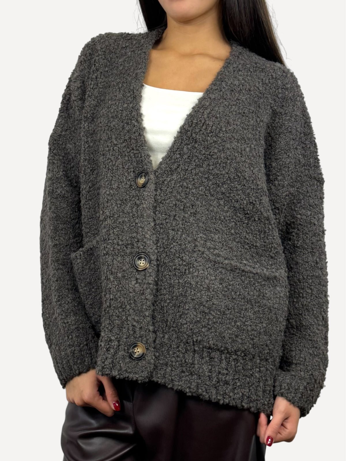 SUSY MIX CARDIGAN BOUCLÈ FANGO