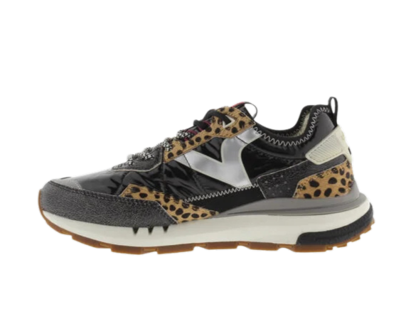 VICTORIA Sneakers donna con inserti in cavallino e tessuto nero