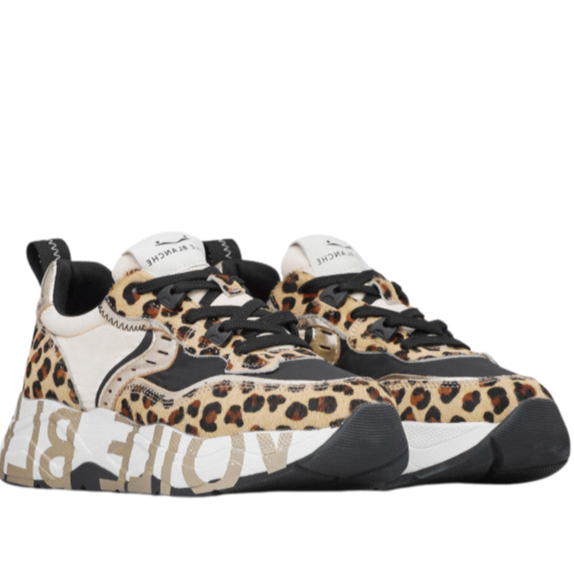 VOILE BLANCHE Sneaker donna dettagli platino e leopardo
