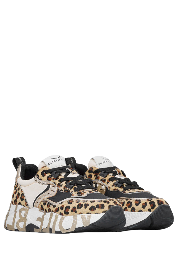 VOILE BLANCHE Sneaker donna dettagli platino e leopardo
