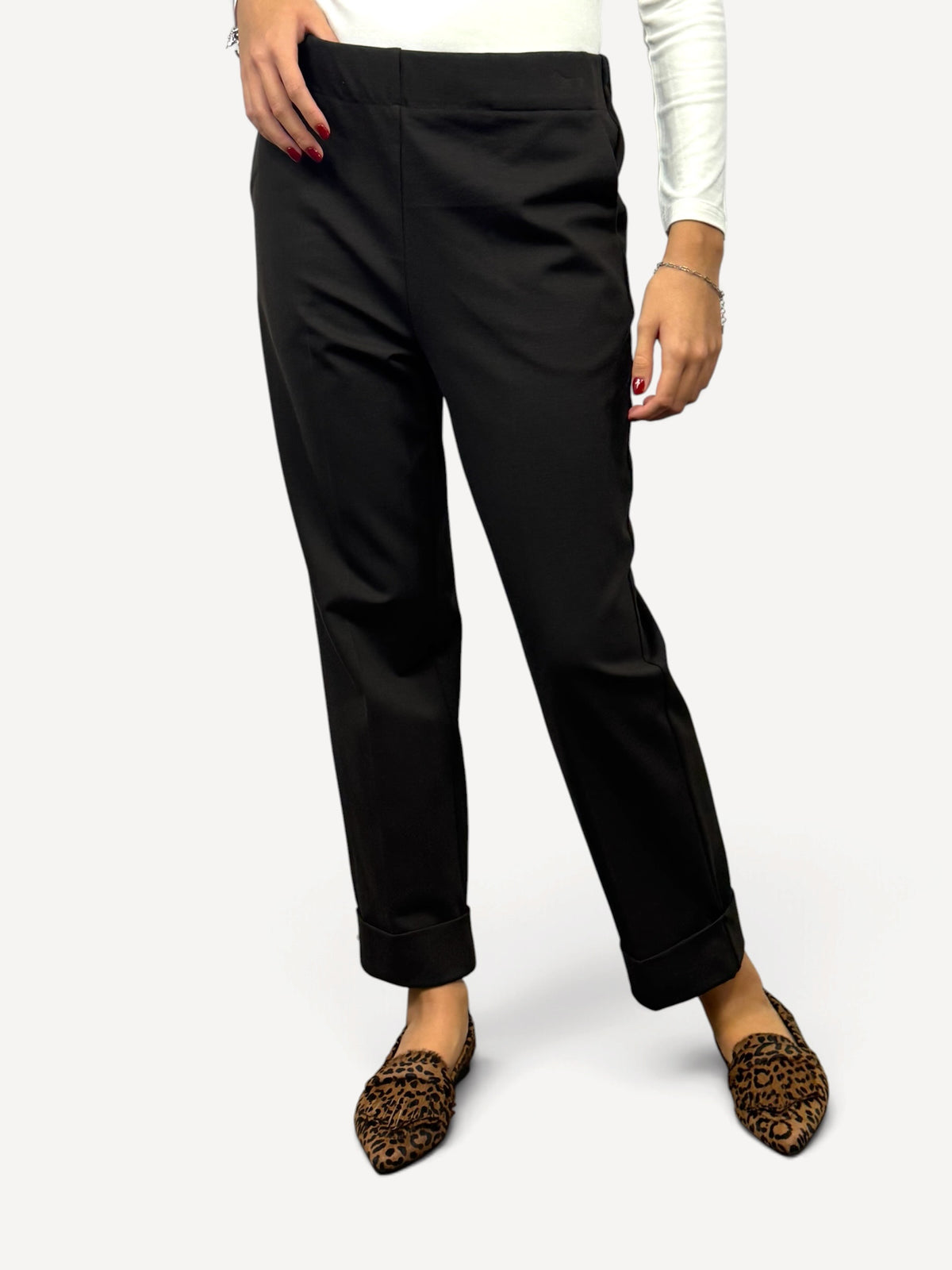 SUSY MIX PANTALONE TESSUTO PUNTO MILANO MORO