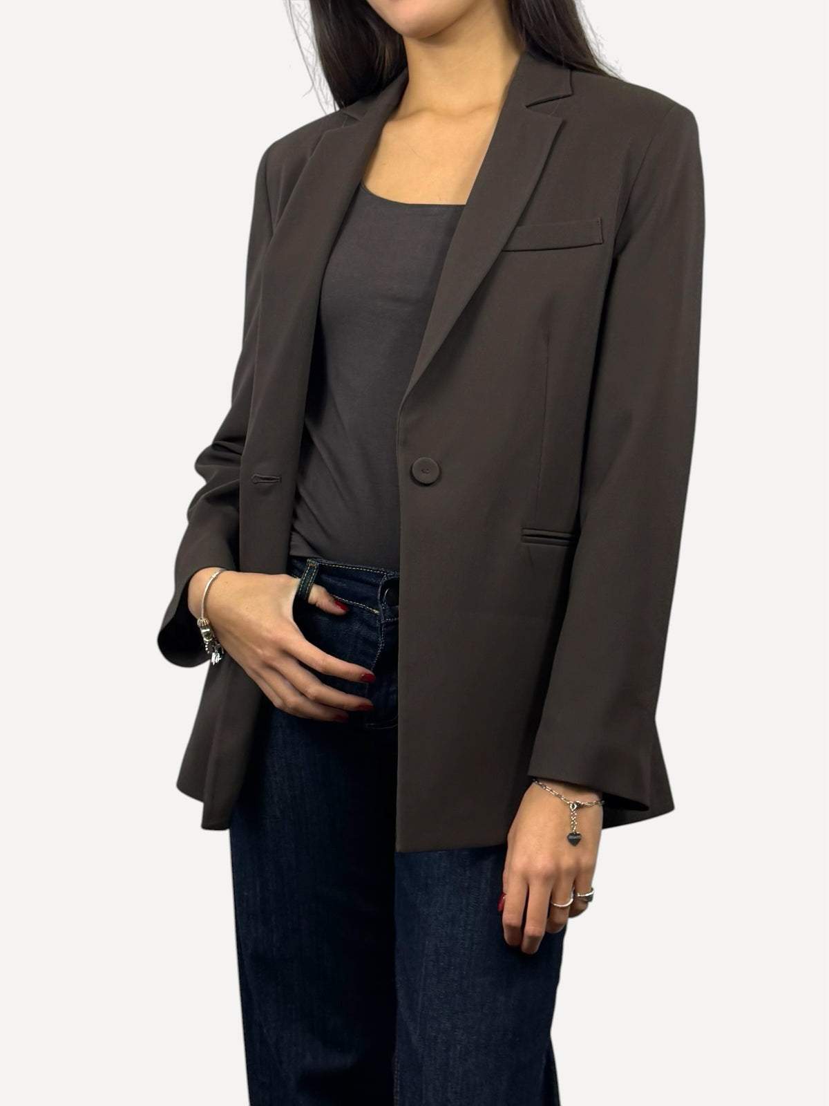 SUSY MIX BLAZER BOTTONE MORO